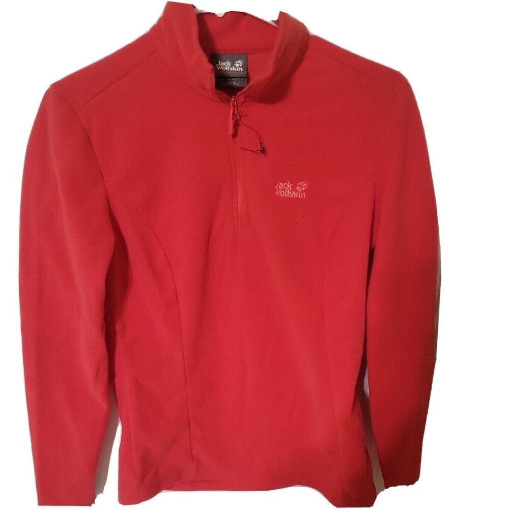 Jack Wolfskin Mens Red Tecnopile Quarter Zip Fleece Pullover Jacket Size 40